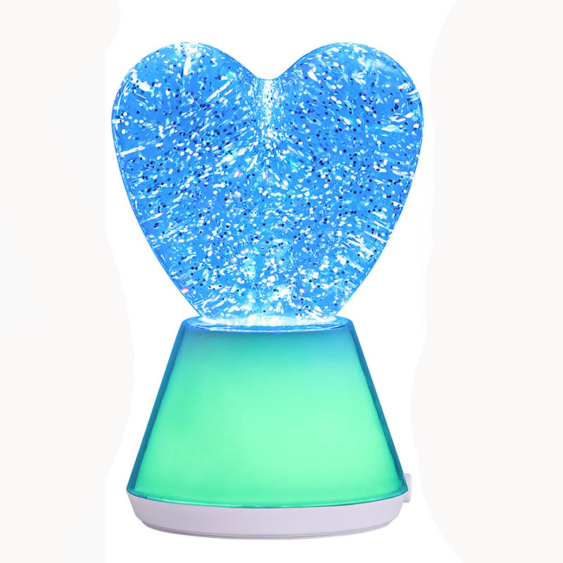 Nagbabagong Kulay ng Liquid Glitter Night Light na May Heart Shade