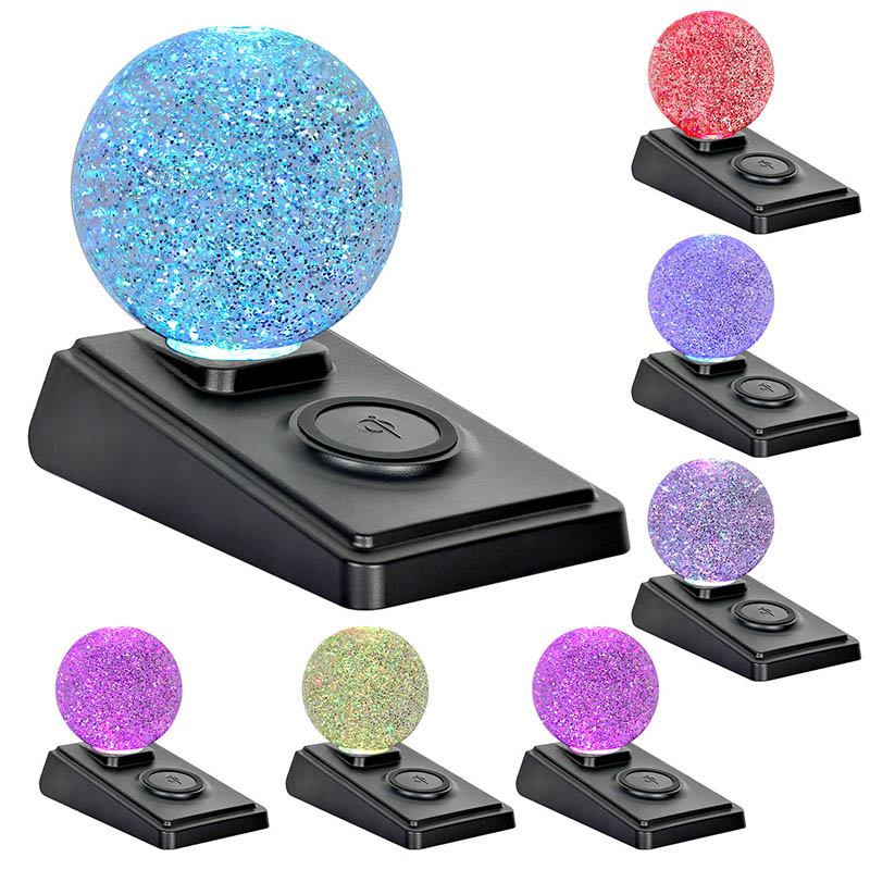 Color Changing Liquid Glitter Night Light na may Wireless Charger