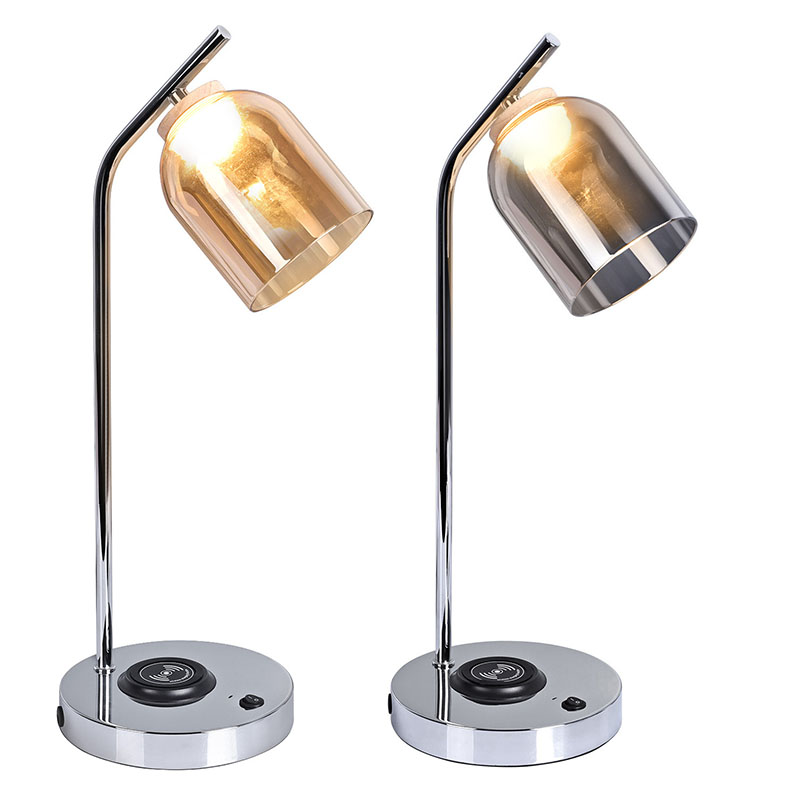 QI led desk lamp na may glass shade