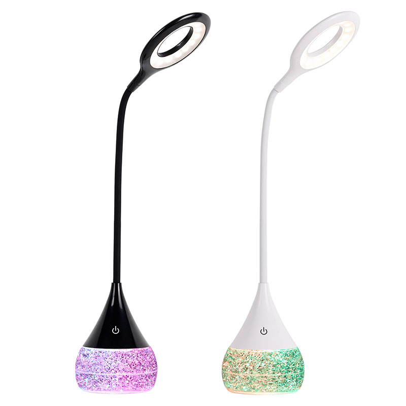 RGB Glitter Liquid Base LED Desk Lamp na may Adjustable Shade