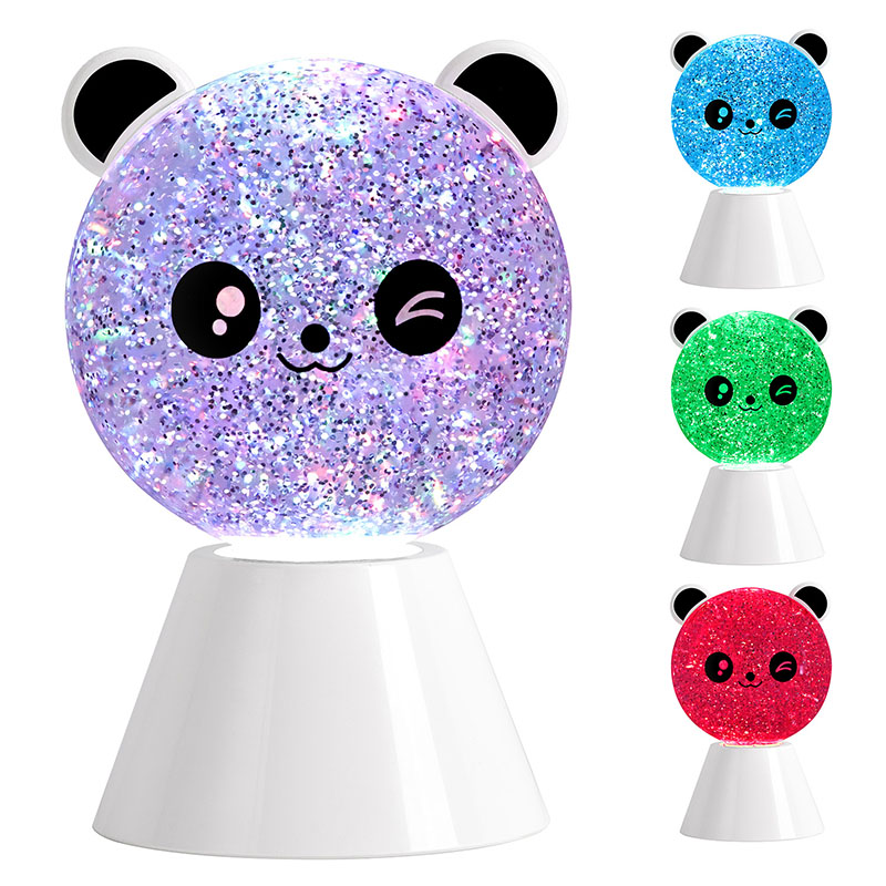 Smile Panda Night Lamp na may RGB Glitter Liquid