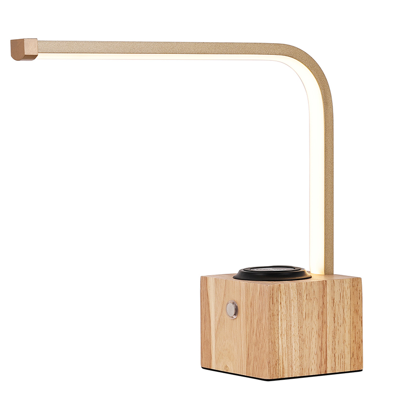 Tradisyon Wooden Base LED Desk Lamp na may Wireless Charger