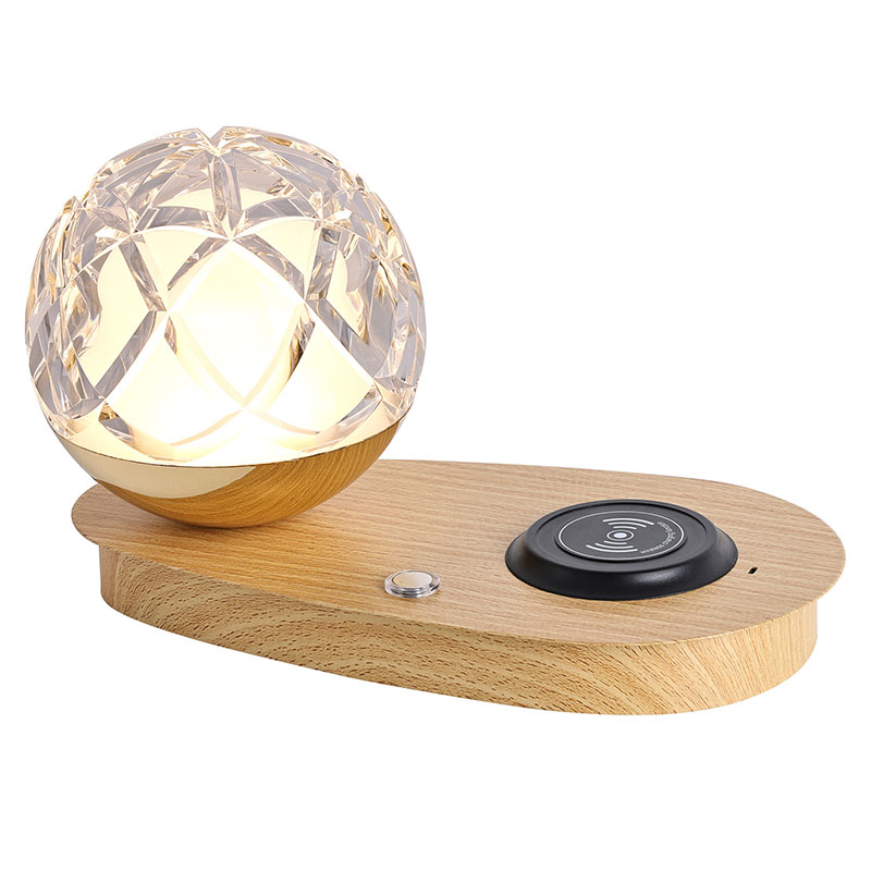 USB Charger LED Table Lamp na may Glass Ball Shade