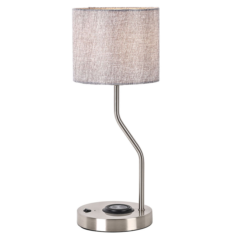 Wireless phone charger desk lamp na may fabric shade